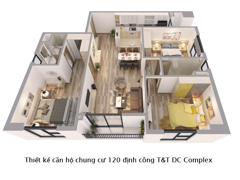 phoi-canh-can-3-ngu thiết kế căn 3 phòng ngủ Chung Cư 120 Định Công TT DC Complex