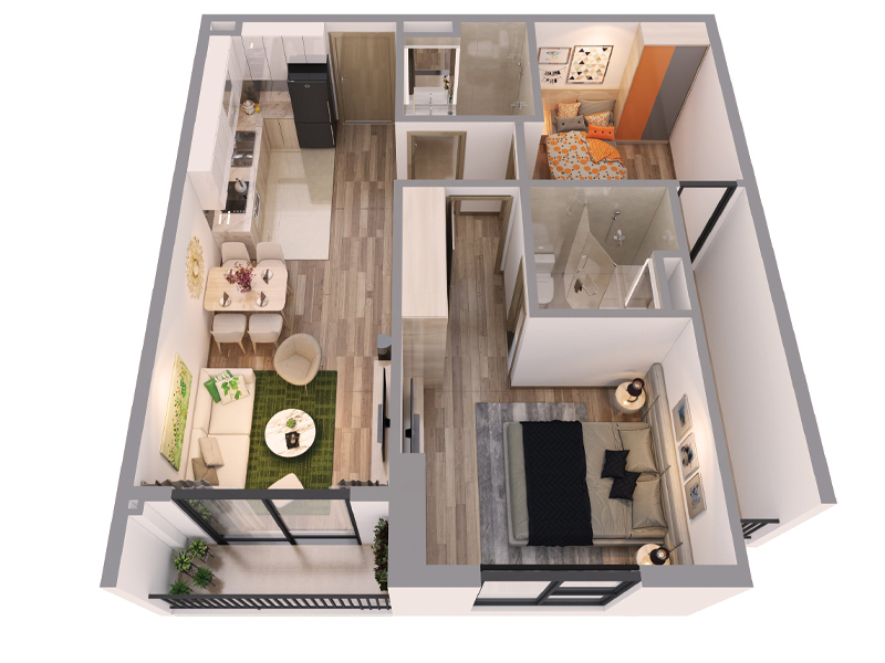 thiet-ke-3d-can-2-ngu Thiết kế căn 2 phòng ngủ