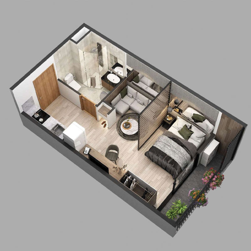thiet-ke-3d phong cách thiết kế nội thất thông minh đầy đủ chức năng