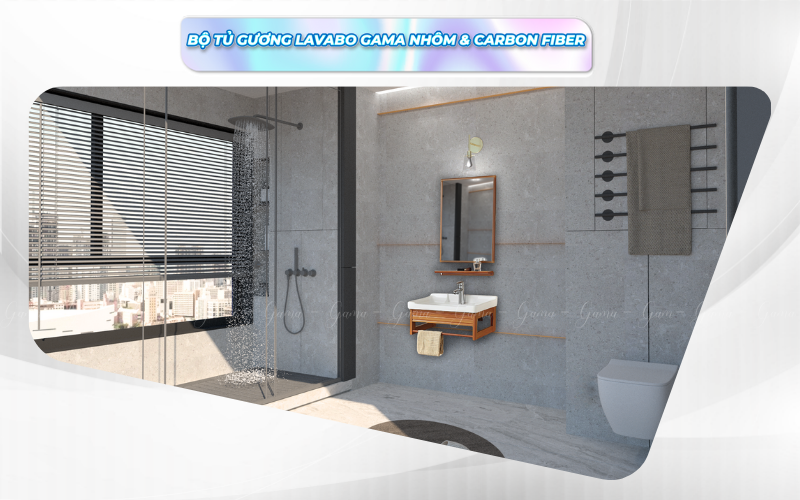 Bộ tủ gương Lavabo GAMA cao cấp GMLT600