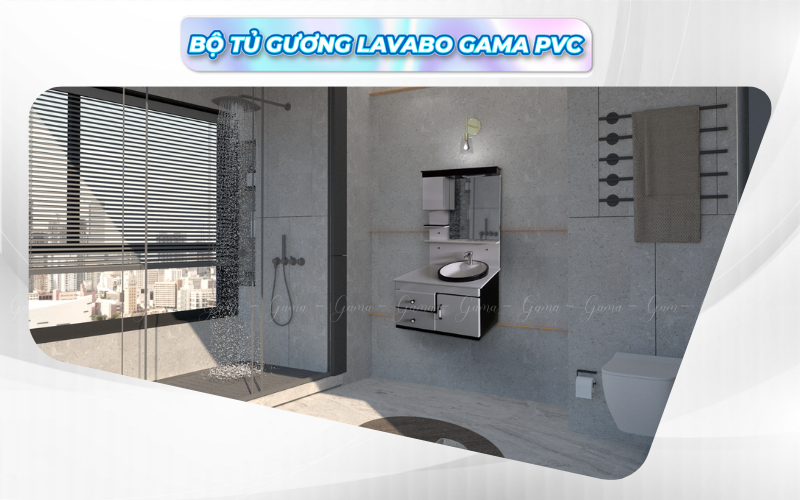 Bộ tủ gương Lavabo GAMA cao cấp GMLT813