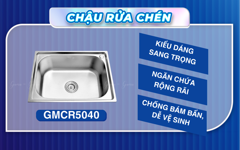 Bồn rửa chén dập Inox 201 Gama GMCR5040