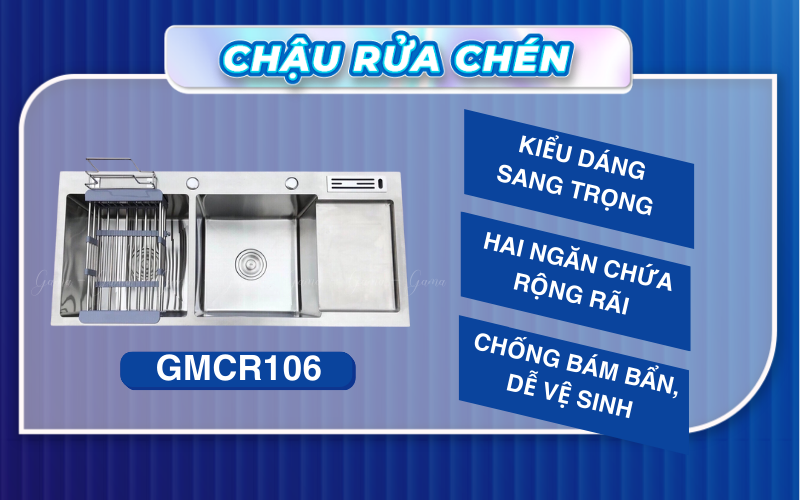 Bồn rửa chén đúc Inox 304 Gama GMCR106