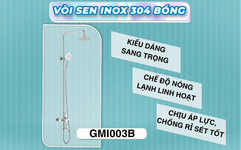 Vòi sen inox 304 bóng phòng tắm GAMA GMI003B
