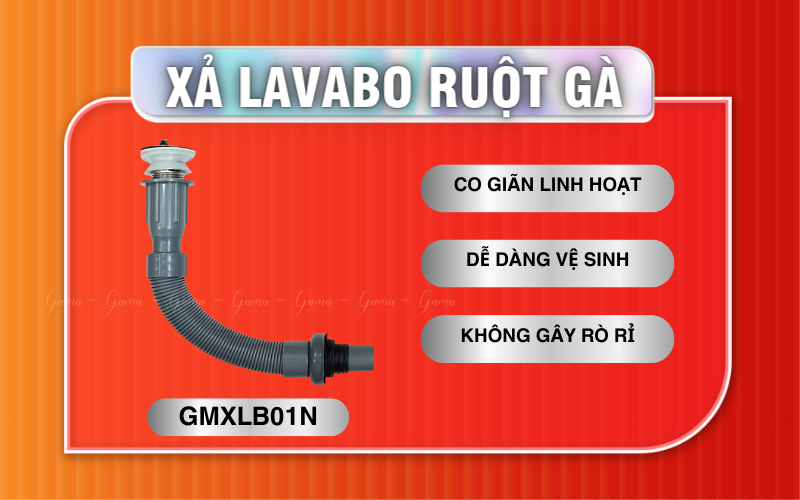 Bộ xả nhấn Lavabo ruột gà GAMA GMXLB01N