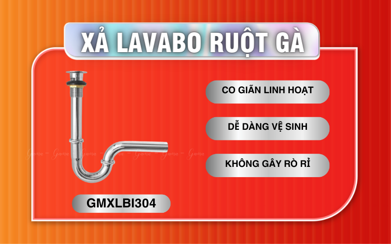 Bộ xả nhấn Lavabo ruột gà GAMA GMXLBI304