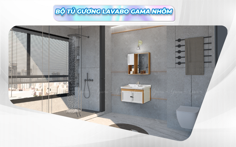 Bộ tủ gương Lavabo GAMA cao cấp GMLT805