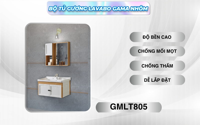Bộ tủ gương Lavabo GAMA cao cấp GMLT805