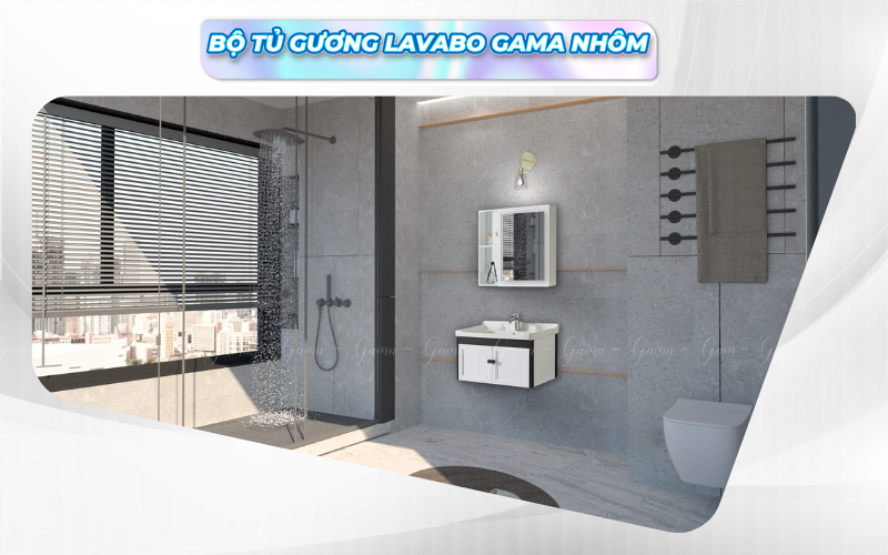 Bộ tủ gương Lavabo GAMA cao cấp GMLT808