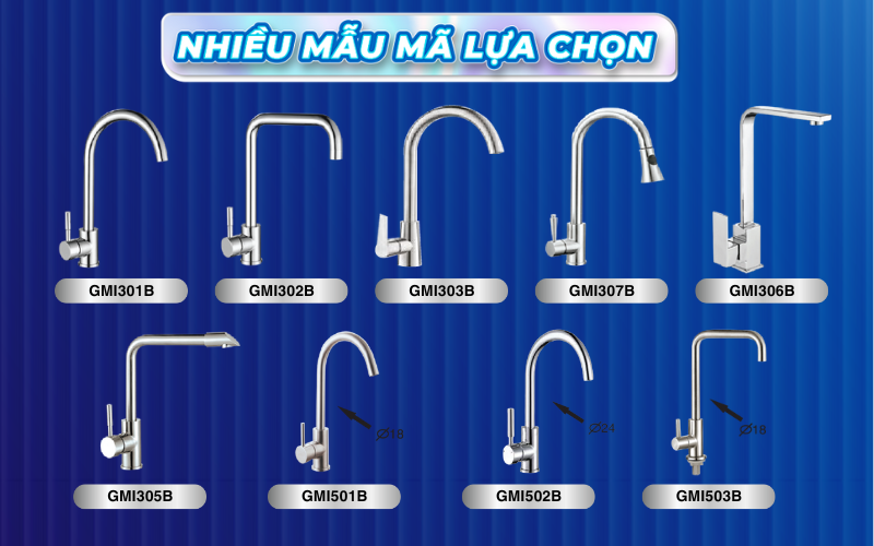 Một số sản phẩm vòi rửa chén nóng lạnh của Gama mà khách hàng có thể tham khảo thêm