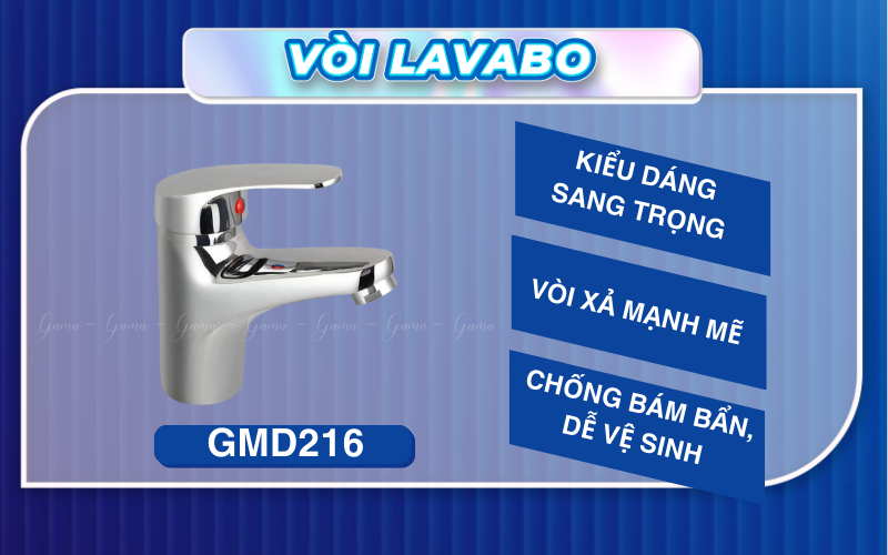 Vòi Lavabo đồng thau nóng lạnh GAMA GMD216