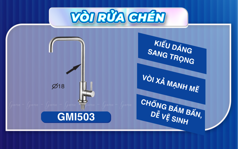 Vòi rửa chén lạnh inox 304 GAMA GMI503