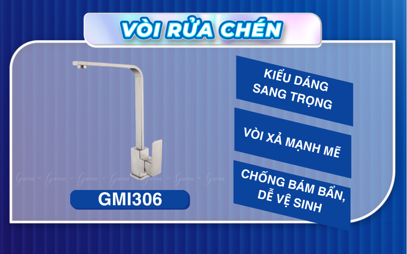Vòi rửa chén nóng lạnh inox 304 GAMA GMI306