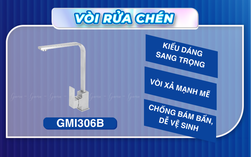 Vòi rửa chén nóng lạnh inox 304 bóng GAMA GMI306B