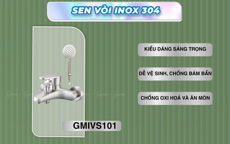 Vòi sen tắm nóng lạnh Inox 304 Gama GMIVS101