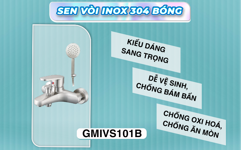 Vòi sen tắm nóng lạnh Inox 304 Gama GMIVS101B