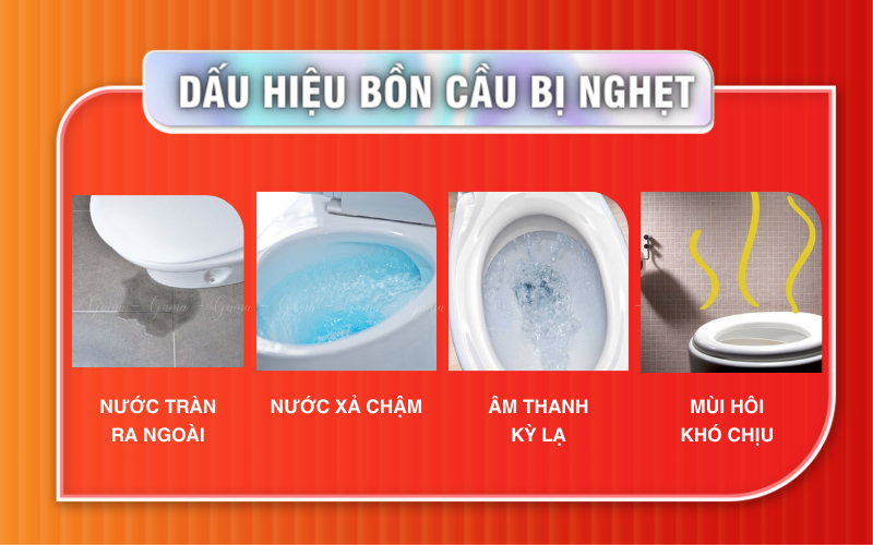 Các dấu hiệu phổ biến cho thấy bồn cầu đang bị tắc nghẽn