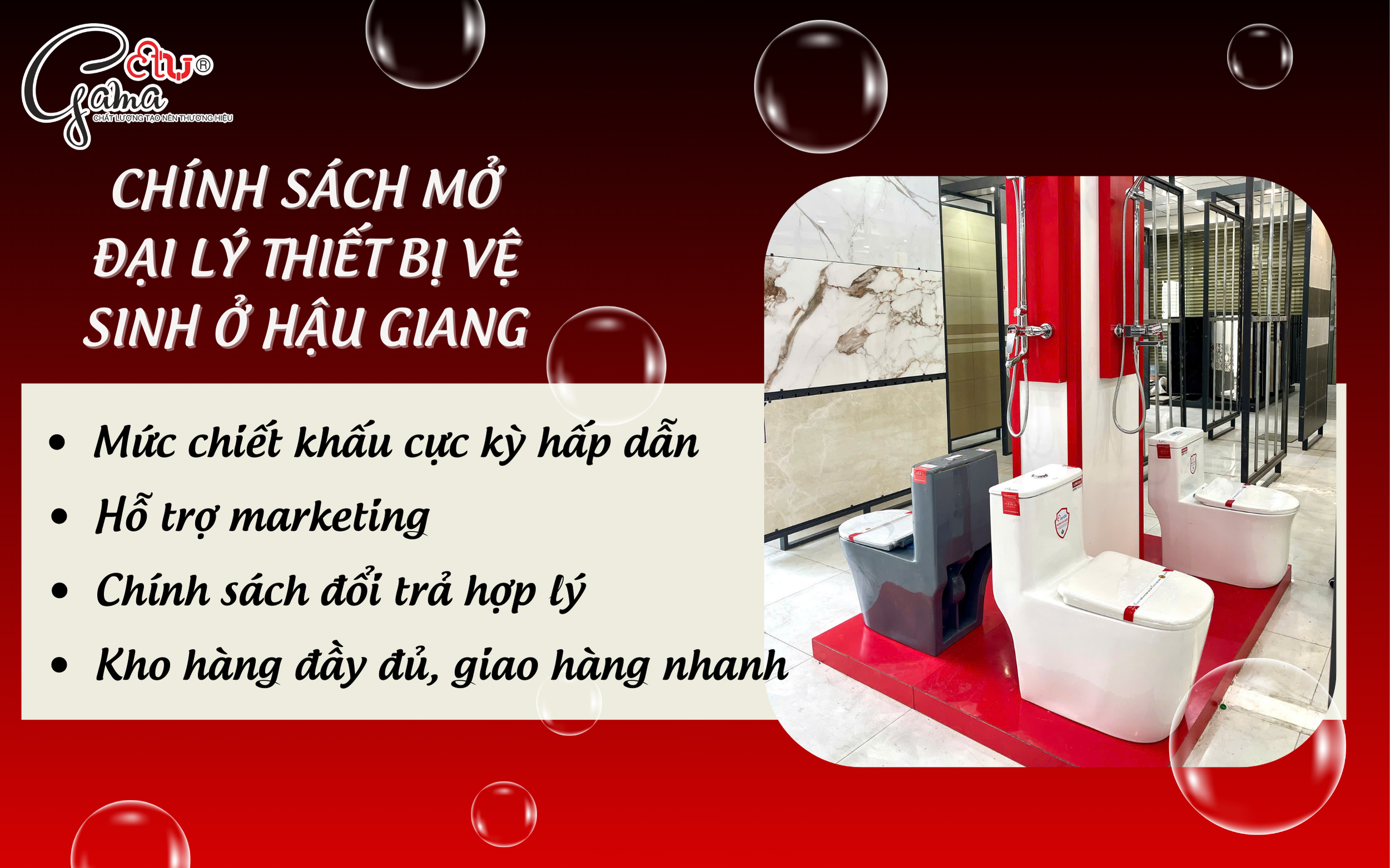 Chính sách mở đại lý thiết bị vệ sinh ở Hậu Giang