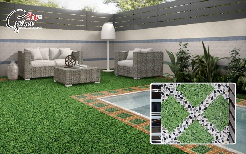 Gạch trang trí sân vườn (giả cỏ – giả sỏi – hoa văn)