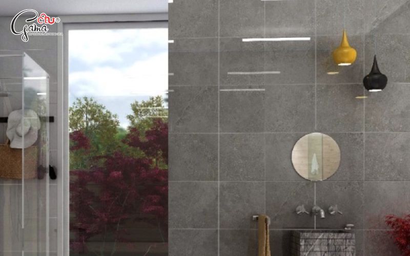 Gạch Ốp Nhà Vệ Sinh Màu Ghi Trơn Đơn Sắc