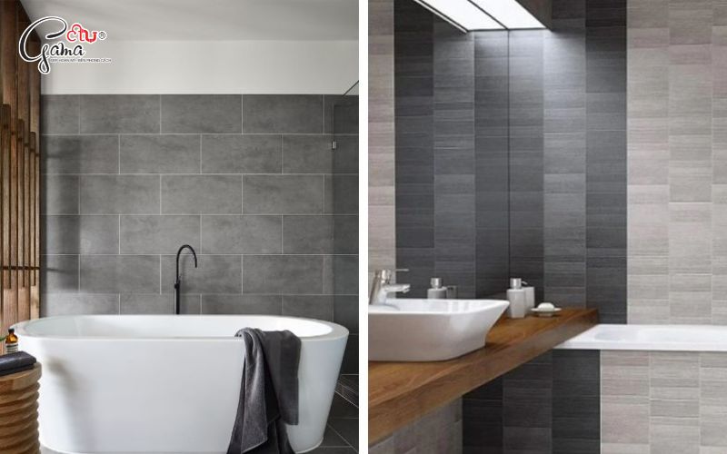 Gạch Ốp Nhà Vệ Sinh Màu Ghi Vân Xi Măng