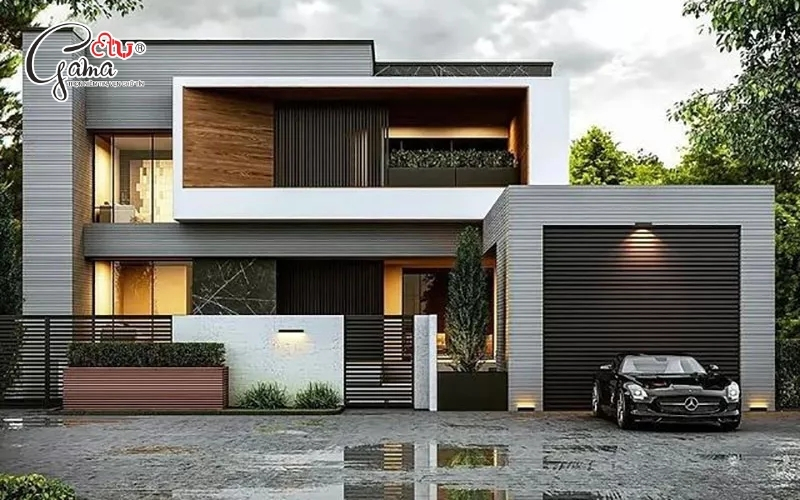 Cách phối màu gạch ốp tường mặt tiền