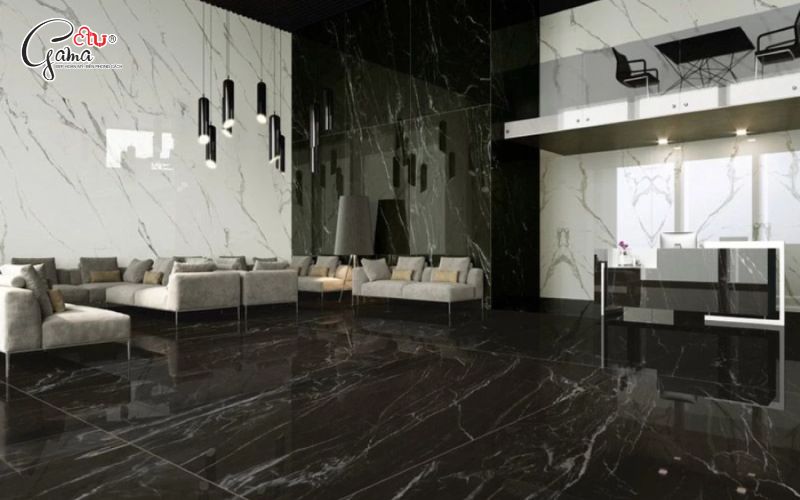 Gạch vân đá đen bóng