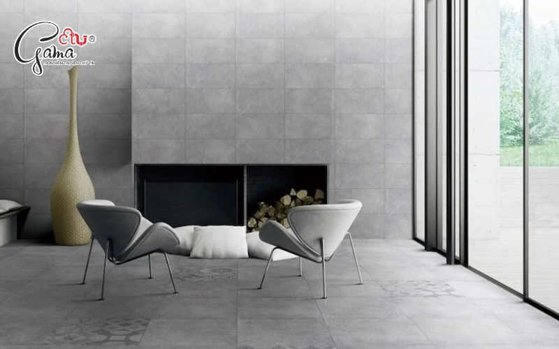 Gạch ốp tường vân xi măng phong cách châu Âu hiện đại