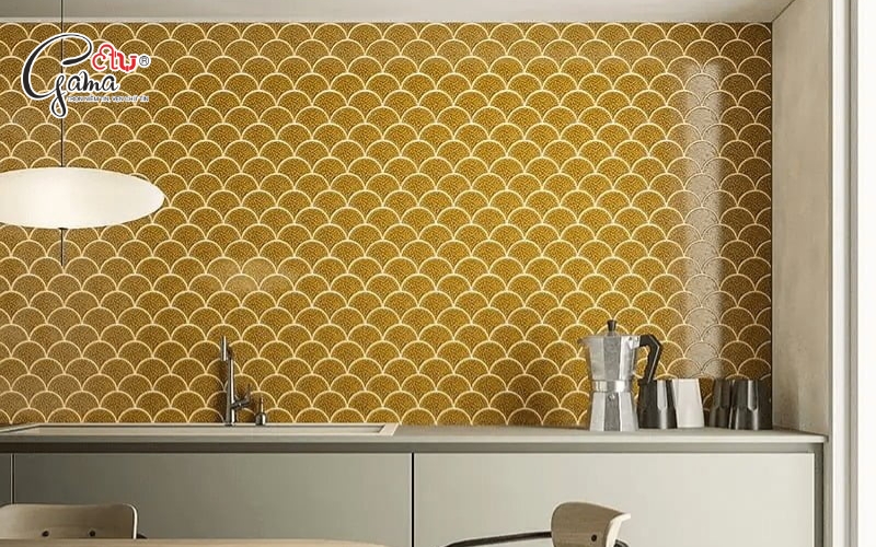 Gạch Mosaic thủy tinh ánh vàng / ánh đồng
