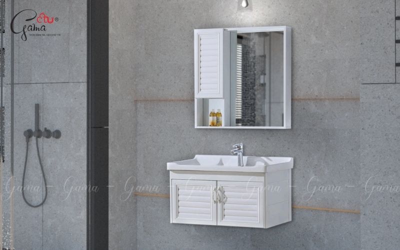 Bộ tủ gương Lavabo nhôm & carbon fiber Gama cao cấp GMLTW802