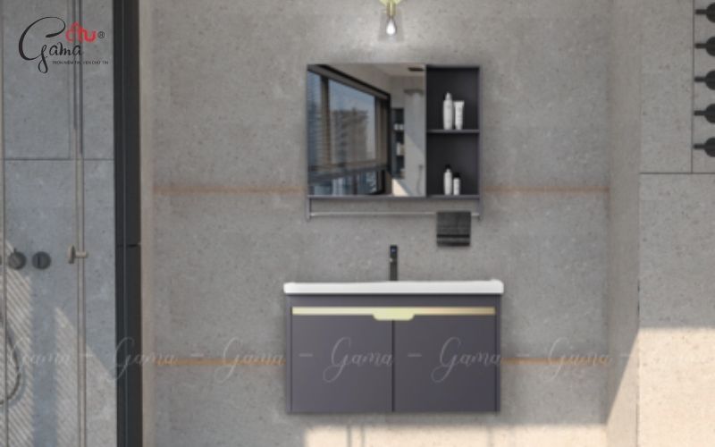 Bộ tủ gương Lavabo nhôm Gama cao cấp GMLT611