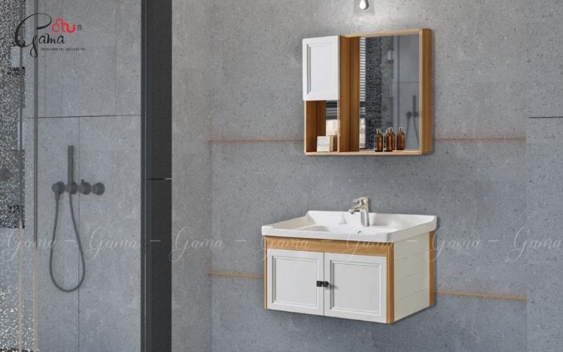 Bộ tủ gương Lavabo nhôm Gama cao cấp GMLT805