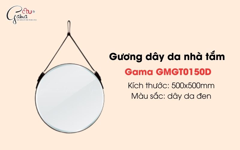 Gương tròn dây da nhà tắm Gama GMGT0150D