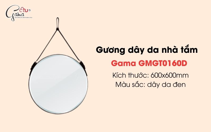 Gương tròn dây da nhà tắm Gama GMGT0160D