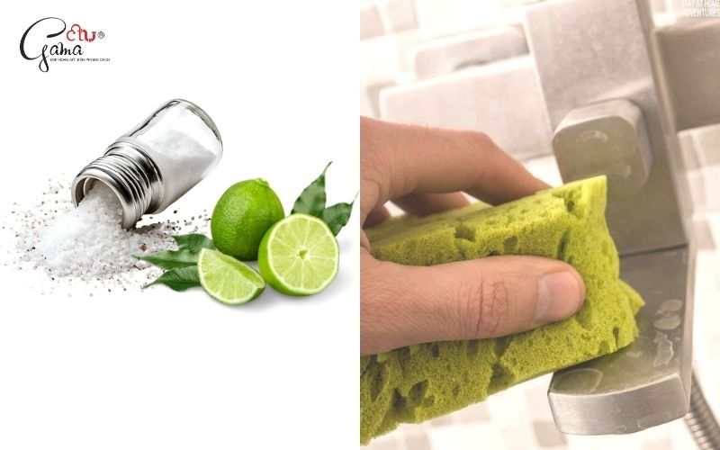 Xử lý cặn canxi trên vòi nước bằng muối và chanh