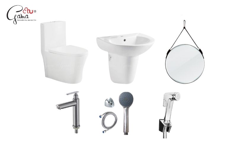 Bộ thiết bị vệ sinh giá rẻ, đủ dùng, bền