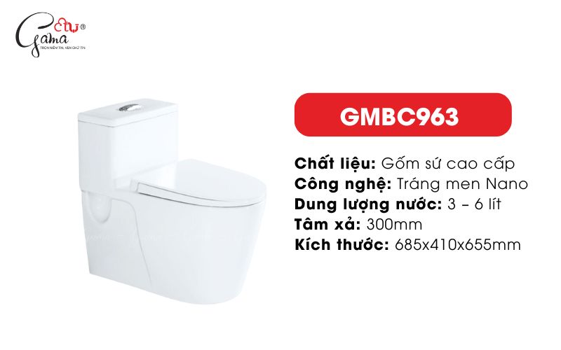 GMBC963 – Bồn cầu liền khối xả mạnh cho phòng tắm cao cấp