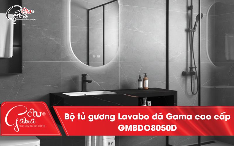 Bộ tủ gương lavabo đá Gama cao cấp GMBDO8050D