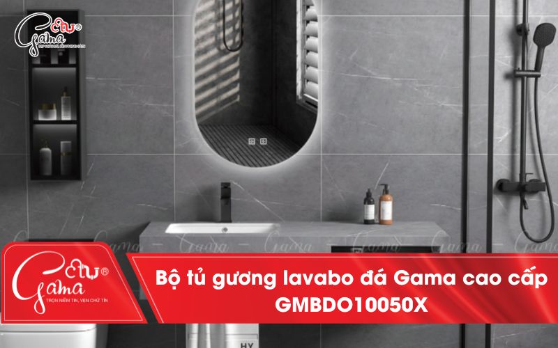 Bộ tủ gương lavabo đá Gama cao cấp GMBDO10050X
