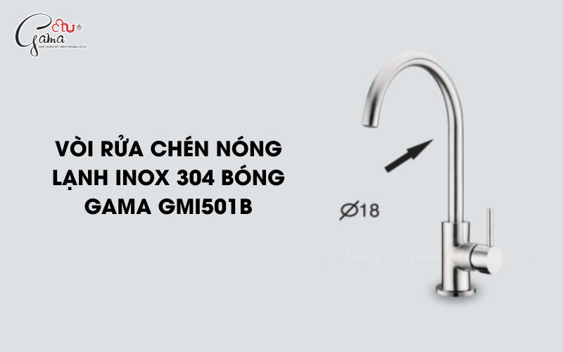 Vòi rửa chén nóng lạnh inox 304 bóng GAMA GMI501B
