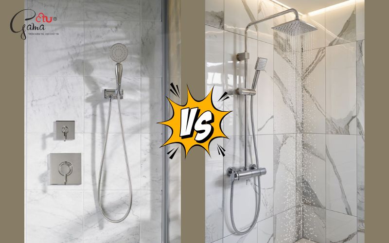 So sánh vòi sen cây và sen tắm thường chi tiết