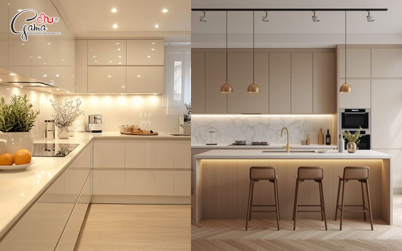 Thiết kế nhà bếp sử dụng vật liệu bền vững, tone tự nhiên