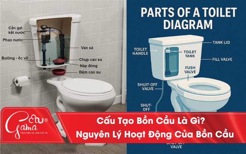 Cấu tạo bồn cầu vệ sinh và nguyên lý hoạt động chi tiết