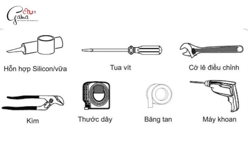Chuẩn bị dụng cụ cần thiết để lắp đặt bồn cầu thông minh