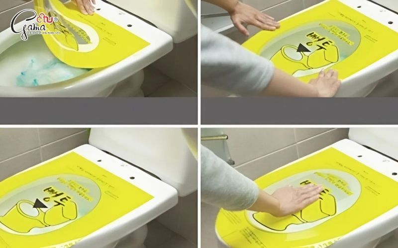 Cách thông bồn cầu tắc giấy bằng miếng dán chuyên dụng