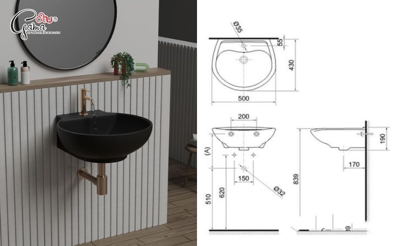 Chiều cao lavabo treo tường