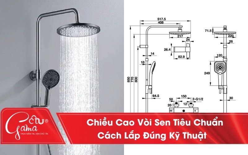 Chiều cao vòi sen