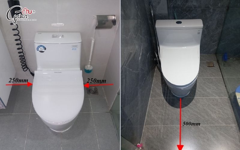 Trường hợp khoảng cách bồn cầu đến tường quá chật