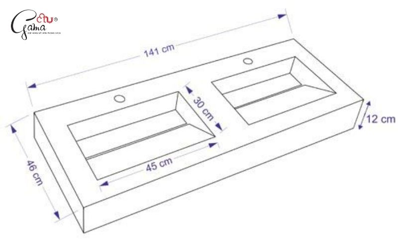 Kích thước bàn đá lavabo đôi chuẩn nhất
