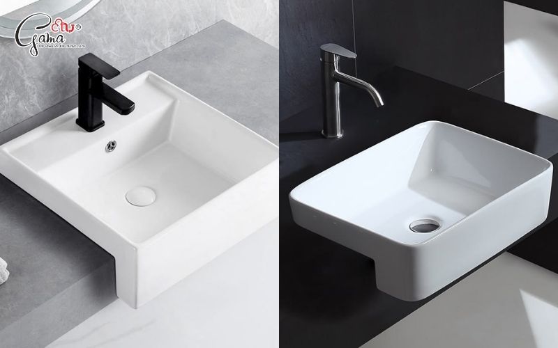 Mẫu bàn đá lavabo bán âm phổ biến hiện nay